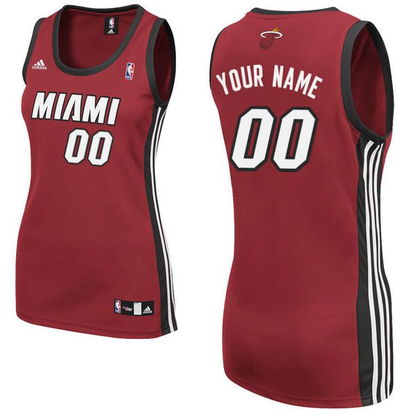 Adidas Miami Heat Women Custom Replica Alternate Red NBA Jersey->->Custom Jersey